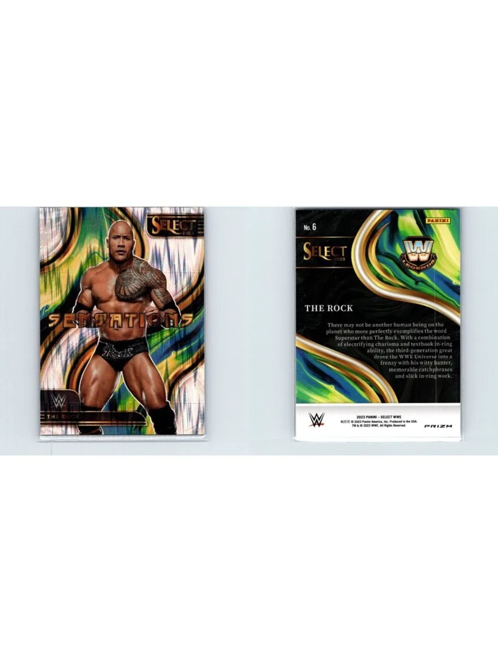 2023 Panini Select WWE The Rock #6 Sensations Flash Prizm